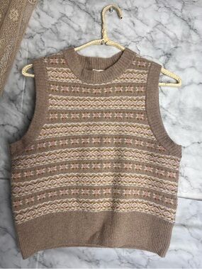 Faherty Extra Fine Merino Wool Blend XS Fair Isle Sweater Vest Vintage Cottage